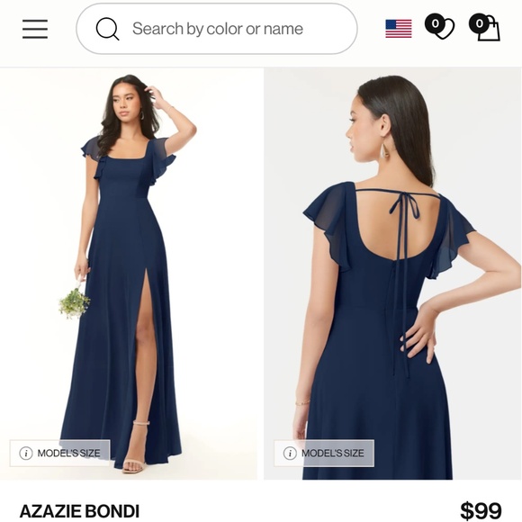 Azazie Bondie Navy A10 - Picture 2 of 2